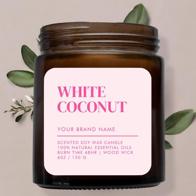 Einfaches, modernes Etikett für Kerzen Quadratischer Aufkleber (Von Creator hochgeladen)