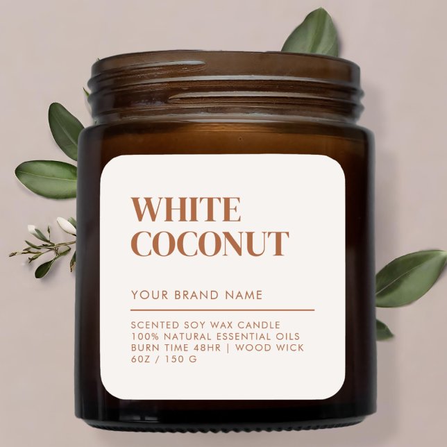 Einfaches, modernes Etikett für Kerzen Quadratischer Aufkleber (Von Creator hochgeladen)