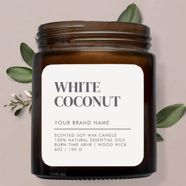 Einfaches, modernes Etikett für Kerzen Quadratischer Aufkleber (Von Creator hochgeladen)