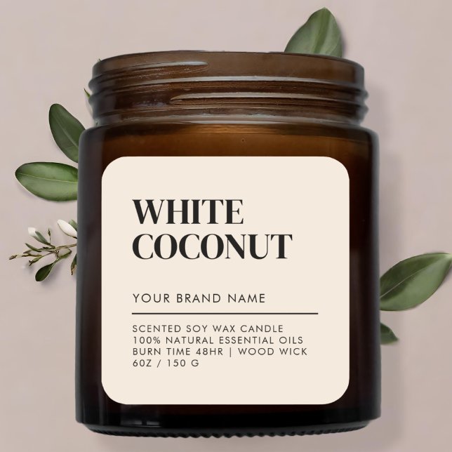 Einfaches, modernes Etikett für Kerzen Quadratischer Aufkleber (Von Creator hochgeladen)