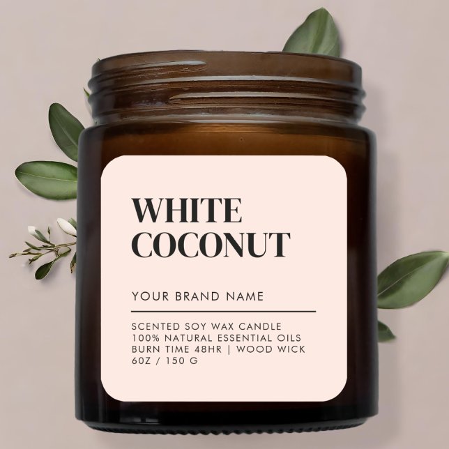 Einfaches, modernes Etikett für Kerzen Quadratischer Aufkleber (Von Creator hochgeladen)