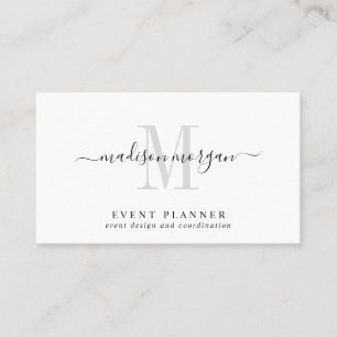 Einfaches modernes Eventplaner-Script-Monogramm Visitenkarte