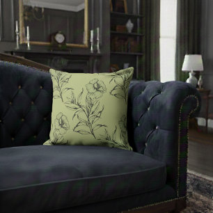 Einfaches, modernes, florales Boho-Muster hellgelb Kissen