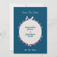 Einfaches, modernes Folklore-Blau Save the Date