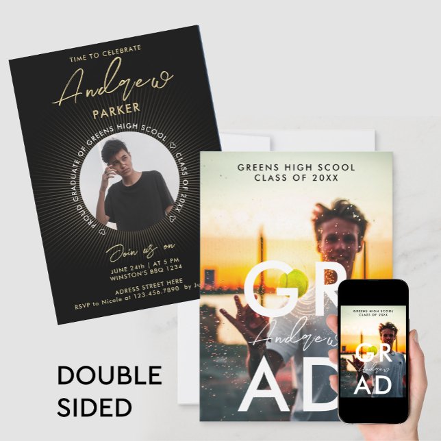 Einfaches, modernes Foto aus schwarzem Abschluss Ankündigung (Von Creator hochgeladen)