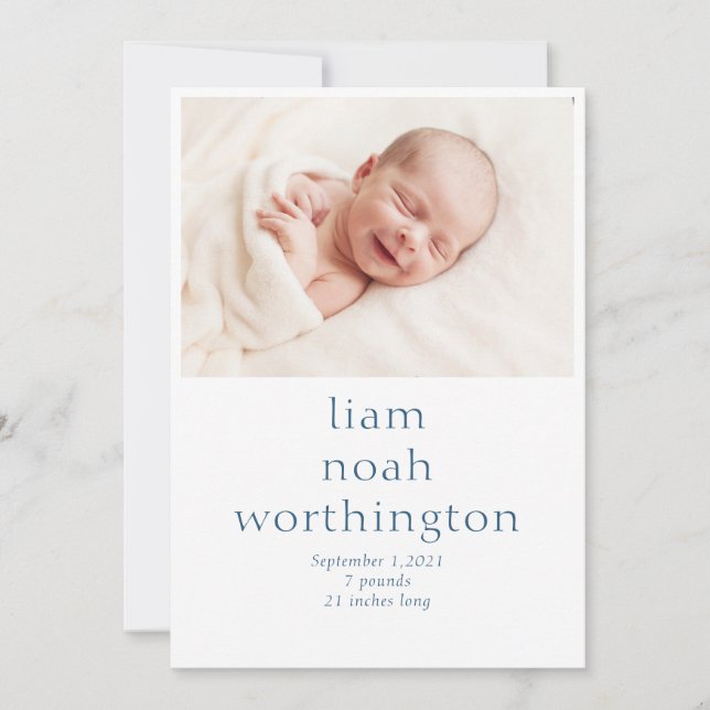 Einfaches, modernes Foto Baby Ankündigung (Vorderseite)