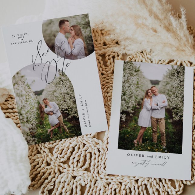 Einfaches modernes Foto des Bogenkreises Save the  Einladung (Von Creator hochgeladen)