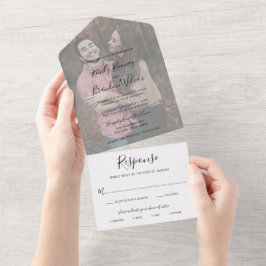 Einfaches modernes Foto Elegante Hochzeit All In One Einladung