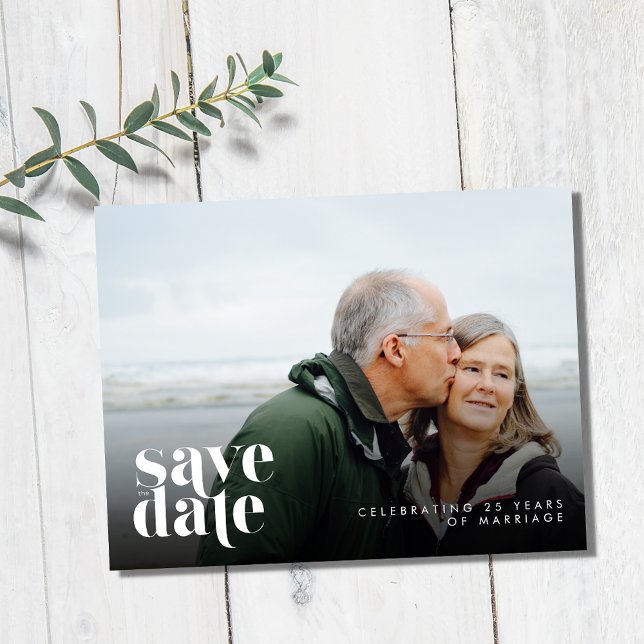 Einfaches modernes Foto - Erneuerung Save the Date Ankündigungspostkarte (Simple Modern Photo Vow Renewal Save the Date Postcard)