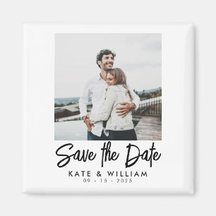 Einfaches modernes Foto Hochzeit rettet das Datum Magnet