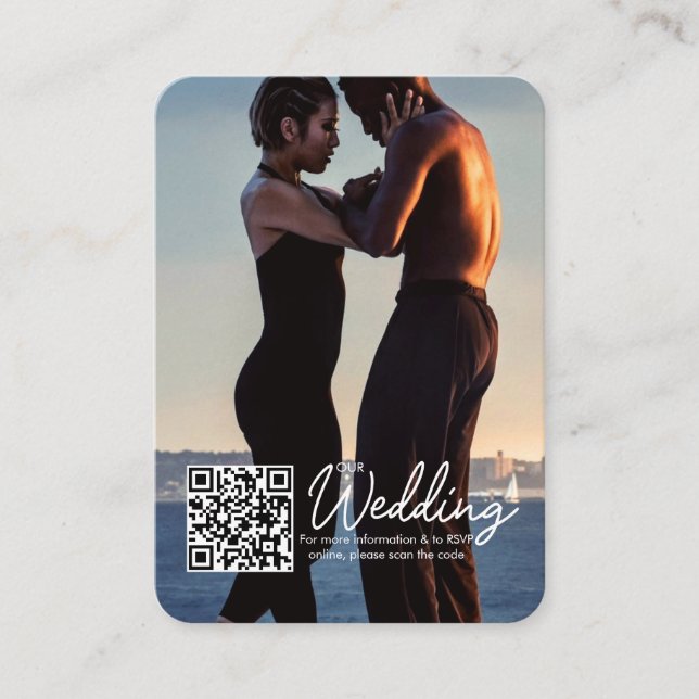 Einfaches modernes Foto Hochzeitsstift QR Code UAW Begleitkarte (Vorderseite)