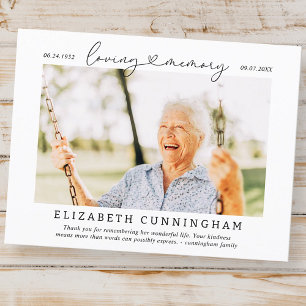 Einfaches modernes Foto im Gedenken In Loving Memo Postkarte