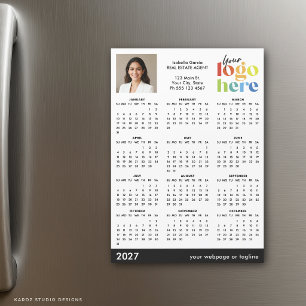 Einfaches modernes Foto-Logo 2027 Magnetkalender Magnetkarte