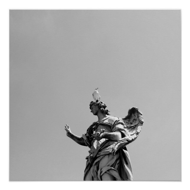 Einfaches, modernes Foto mit Möwen auf der Statue Poster (Vorderseite)