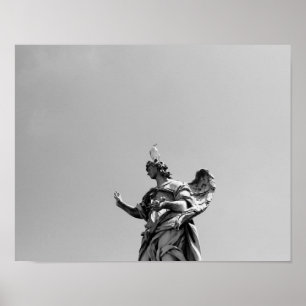 Einfaches, modernes Foto mit Möwen auf der Statue Poster
