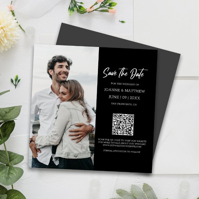 Einfaches, modernes Foto QR-Code speichern das Dat Magnetkarte (Magnetic invites stick to any metal, ensuring guests remember your special day with ease.)