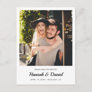 Einfaches modernes Foto Save the Date Hochzeit Ankündigungspostkarte