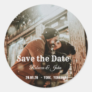 Einfaches modernes Foto Save the Date klassischer  Runder Aufkleber