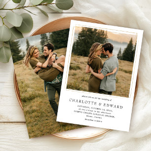 Einfaches modernes Foto Schwarz-weiß Classic Weddi Einladung