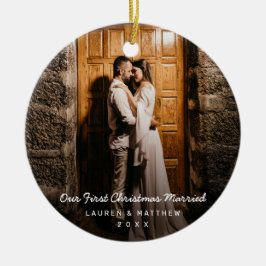 Einfaches modernes Foto Unser erstes Weihnachtsfes Keramik Ornament