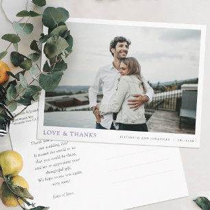 Einfaches modernes Foto Vielen Dank für Ihre Hochz Postkarte