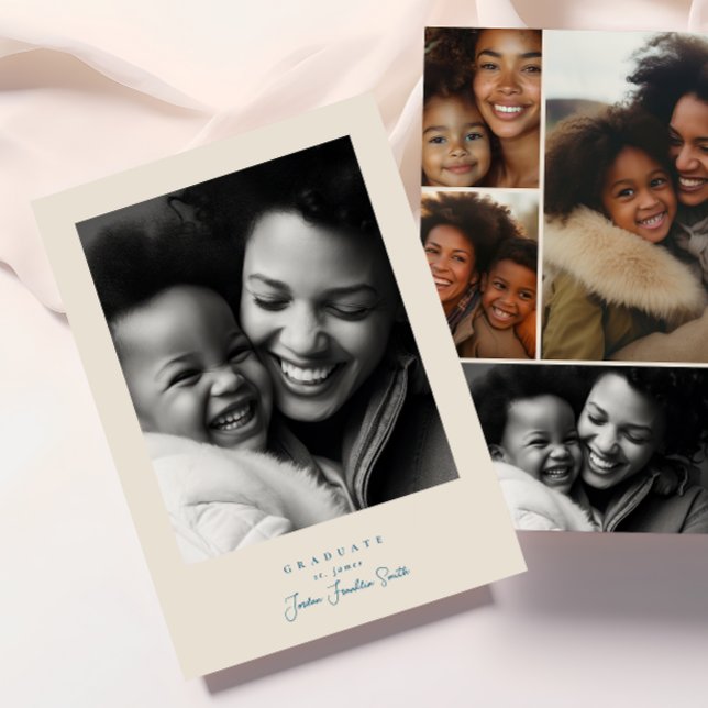 einfaches, modernes Frame 5 Foto Script Abschluss Ankündigung (Von Creator hochgeladen)