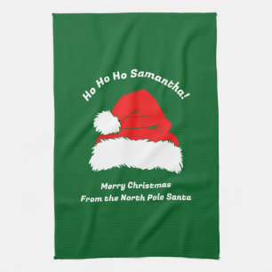 Einfaches modernes frohes Weihnachten Grün Geschirrtuch