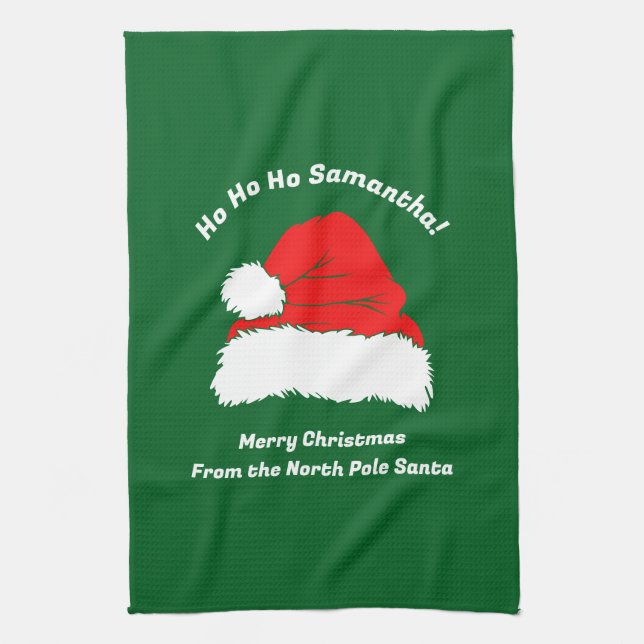 Einfaches modernes frohes Weihnachten Grün Geschirrtuch (Vertikal)