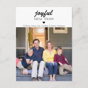 Einfaches modernes fröhliches New Year Heart Foto Postkarte