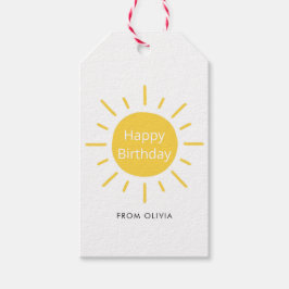 Einfaches, modernes Gelb-Hell-Sonne zum Geburtstag Geschenkanhänger