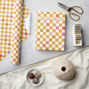 Einfaches, modernes Gelbes Scheckpapier Geschenkpapier