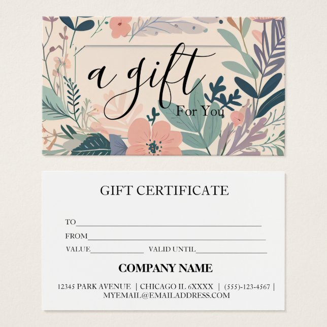Einfaches & modernes Geschäft Geschenkgutschein (Vorne & Hinten)
