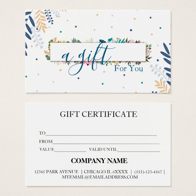 Einfaches & modernes Geschäft Geschenkgutschein (Vorne & Hinten)