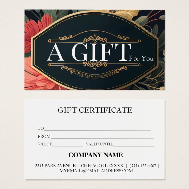 Einfaches & modernes Geschäft Geschenkgutschein (Vorne & Hinten)