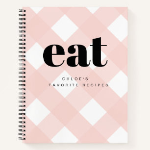 Einfaches, modernes Gingham Blush Blank Recipheft Notizbuch