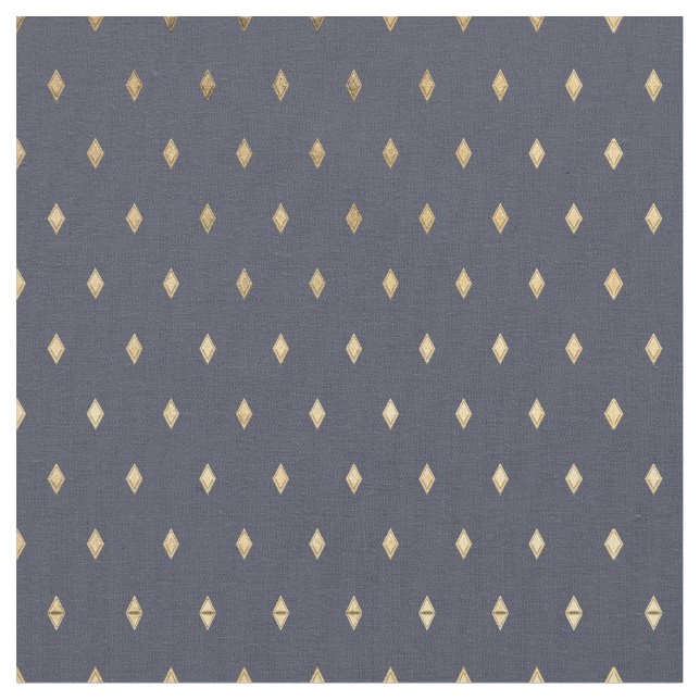 Einfaches, modernes Gold Diamond Navy Blue Muster Stoff (Nahaufnahme)