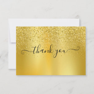 Einfaches modernes goldenes Glitter-Elegant-Script Dankeskarte