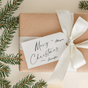 Einfaches modernes handgeschriebenes Skript Frohe  Geschenkanhänger