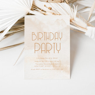 Einfaches modernes Happy Birthday Beige Party lade Einladung