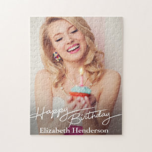 Einfaches modernes Happy Birthday Foto Puzzle