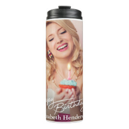 Einfaches modernes Happy Birthday Foto Thermosbecher