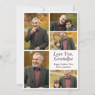 Einfaches modernes Happy Vathers Day Grandpa Foto Feiertagskarte