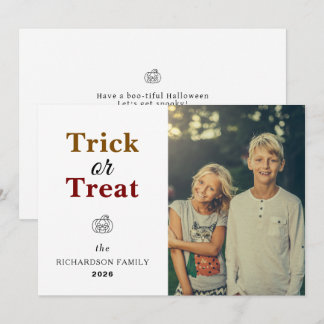 Einfaches modernes Herbst-Kürbis-Halloween-Foto Feiertagskarte