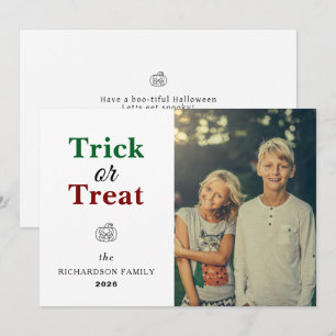 Einfaches modernes Herbst-Kürbis-Halloween-Foto Feiertagskarte