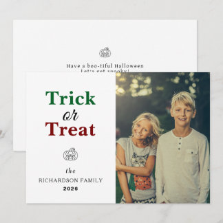Einfaches modernes Herbst-Kürbis-Halloween-Foto Feiertagskarte