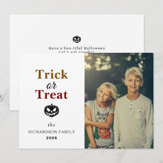 Einfaches modernes Herbst-Kürbis-Halloween-Foto Feiertagskarte