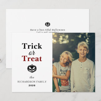 Einfaches modernes Herbst-Kürbis-Halloween-Foto Feiertagskarte