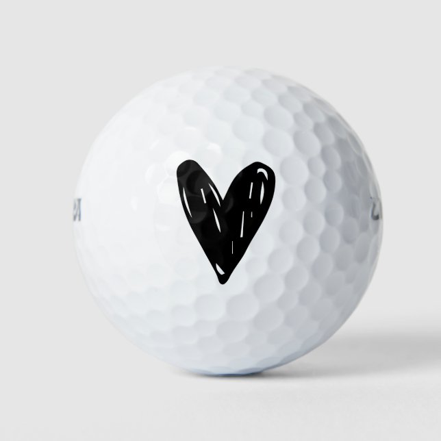 Einfaches modernes Herz für Golfer Golf Balls Golfball (Vorderseite)