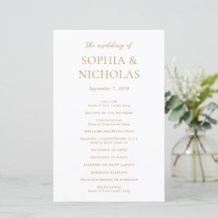 Einfaches modernes Hochzeitsprogramm aus Gold