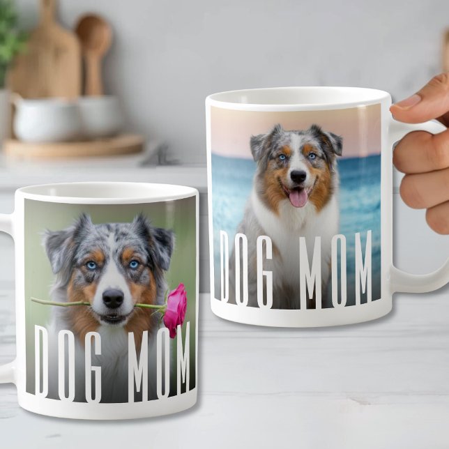 Einfaches modernes Hundemutter-Haustier-Foto Kaffeetasse (Simple Modern Dog Mom Pet Photo Coffee Mug)